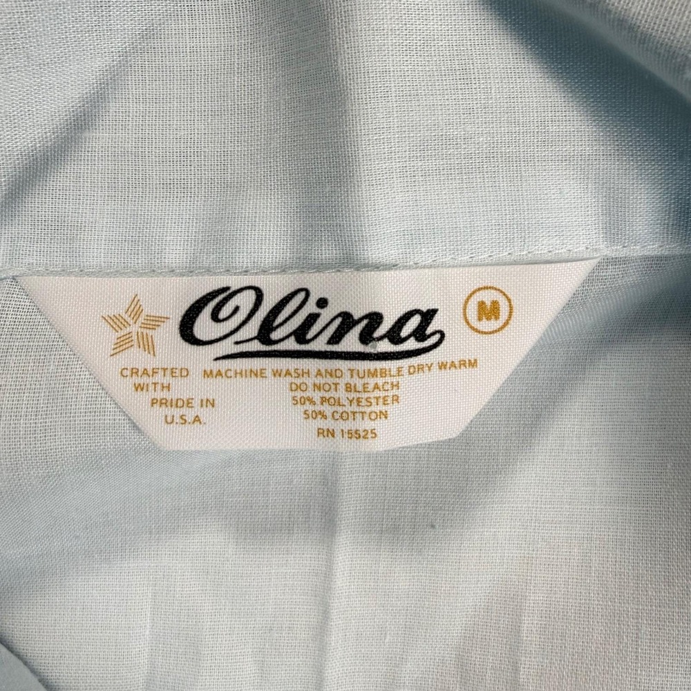 Vintage Olina Mens Pajama  Lounge Set Light Blue Cotton Blend Long Sleeve - Picture 3 of 5